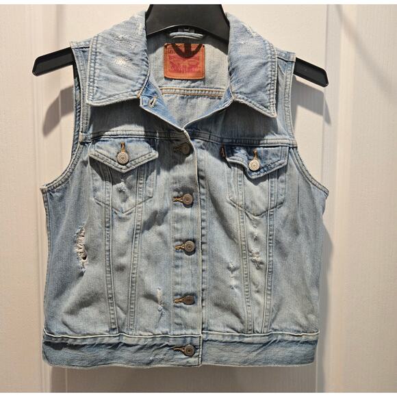 Levi's XX distressed denim vest sz M - Picture 1 of 10